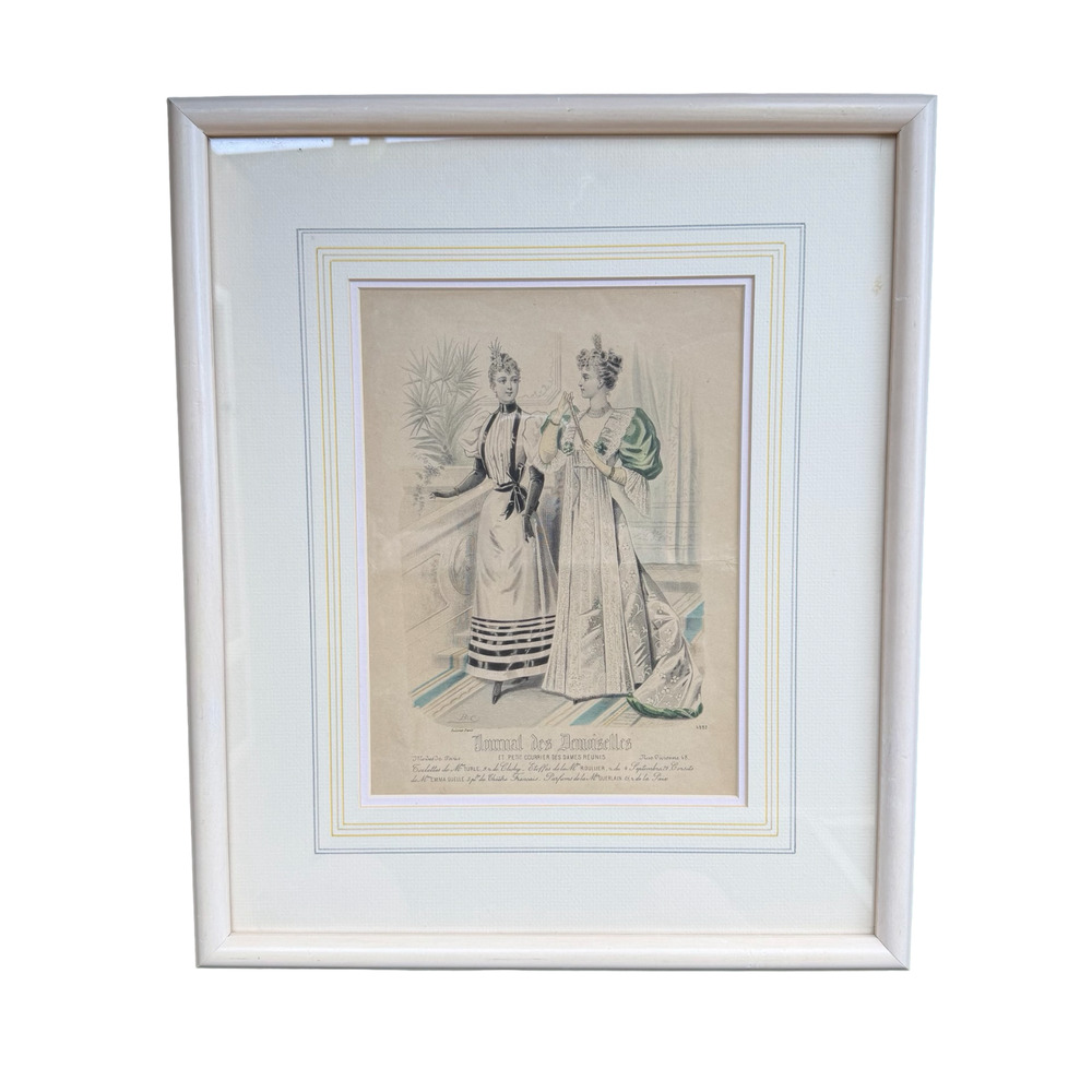 Vintage French Fashion Print Framed Wall Art Journal des Demoiselles Paris